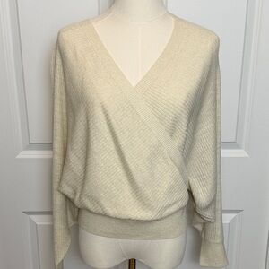 💛✨ Cream/Gold Surplice Sweater Top S/M